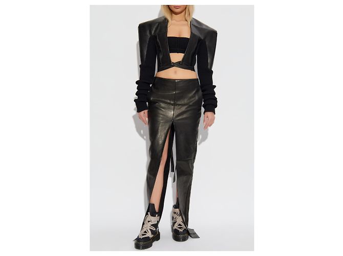 Rick Owens Falda de cuero `Sliced` - vista 2