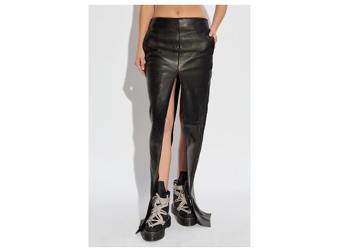 Rick Owens Falda de cuero `Sliced` - vista 3