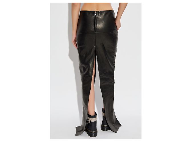 Rick Owens Falda de cuero `Sliced` - vista 4