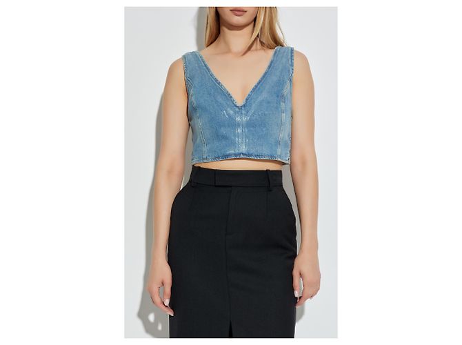 Crop top de denim azul Illian Iro - vista 3