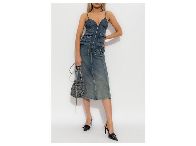 Diesel DE-MELVI-S Kleid in Blau Denim Midi - Ansicht 2
