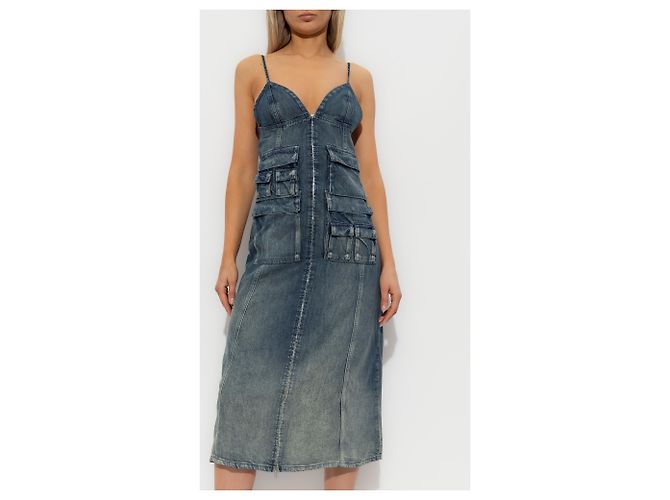 Diesel DE-MELVI-S Kleid in Blau Denim Midi - Ansicht 3