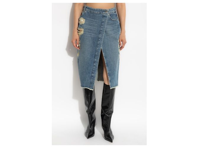 Blumarine Jupe en denim effet vintage - vue 3
