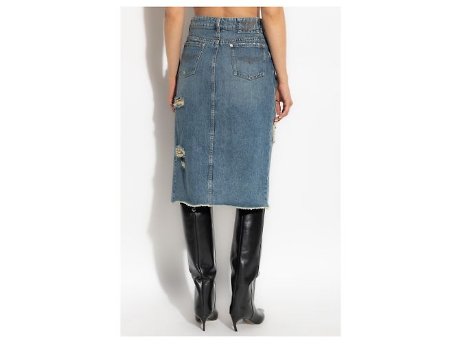 Blumarine Jupe en denim effet vintage - vue 4