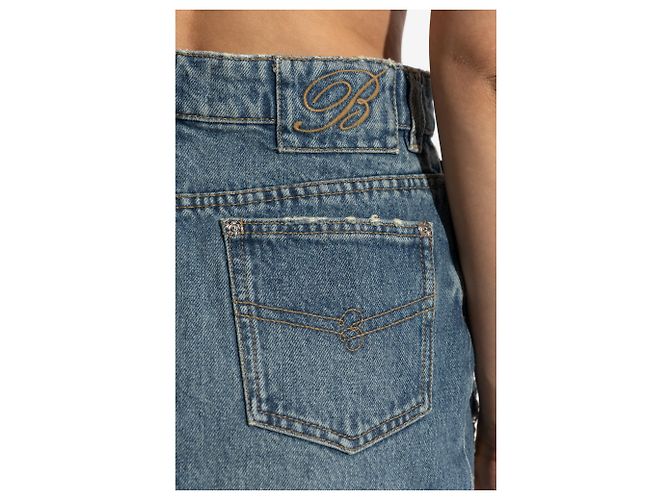 Blumarine Jupe en denim effet vintage - vue 5