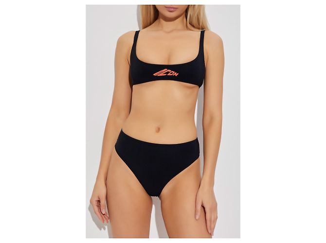 Top bikini nero Dsquared2 con logo ICON - vista 2
