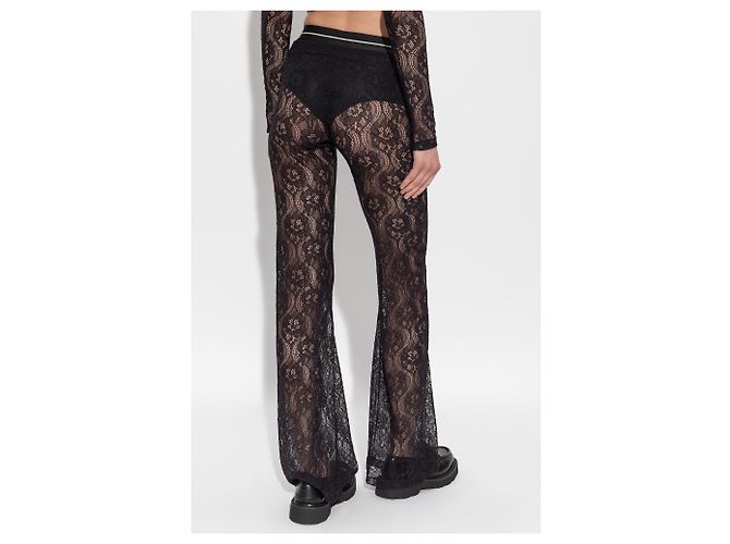 Palm Angels Spitzenhose schwarz mit Blumenmuster - Ansicht 4