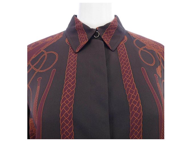 Camicia in seta marrone Hermès - vista 5