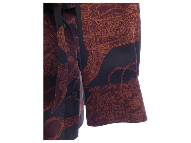 Camicia in seta marrone Hermès - vista 6