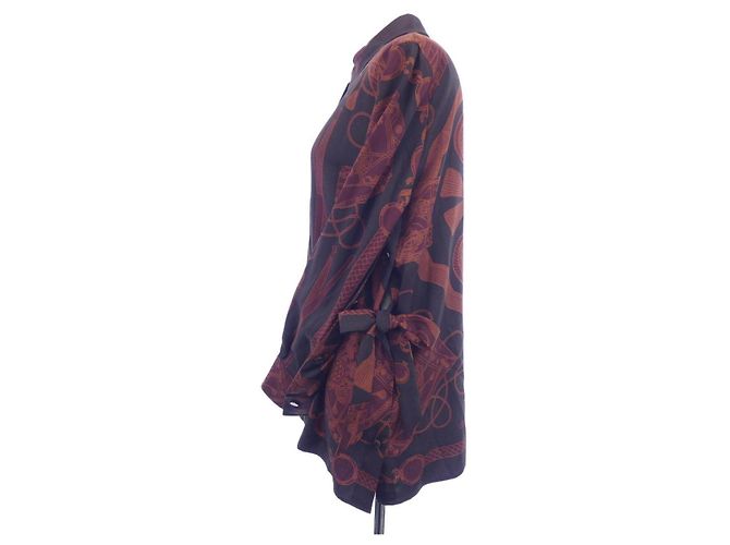 Camicia in seta marrone Hermès - vista 7