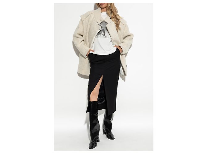 Iro Pavina Wool Boucle Coat Cream - view 2