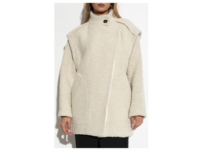 Iro Pavina Wool Boucle Coat Cream - view 3