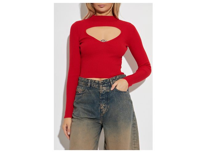 Top de punto de lana rojo M-OLINA Diesel - vista 3