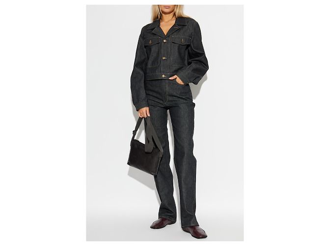 Lemaire Jeans coupe droite bleu marine coton - vue 2