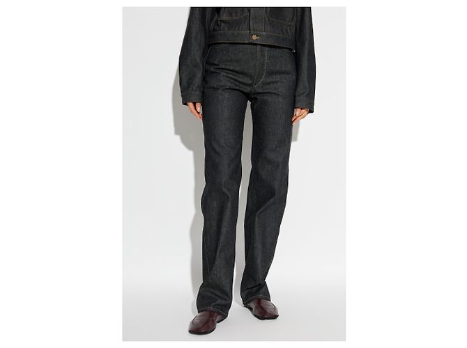 Lemaire Jeans coupe droite bleu marine coton - vue 3