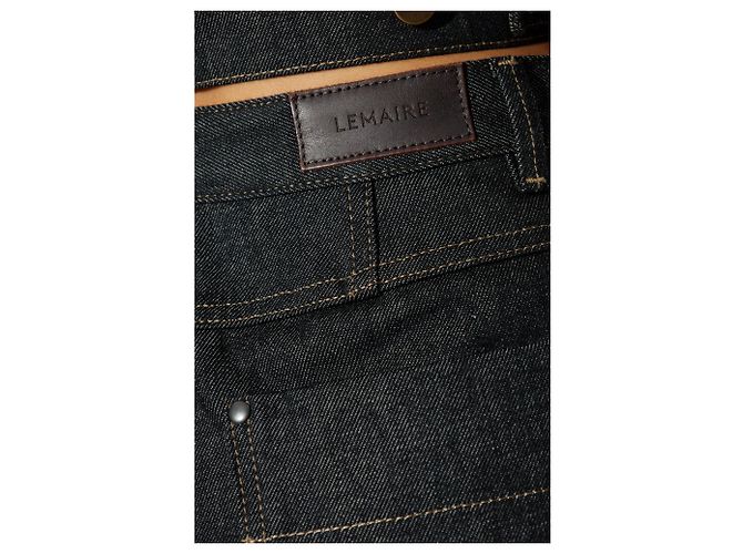 Lemaire Jeans coupe droite bleu marine coton - vue 5
