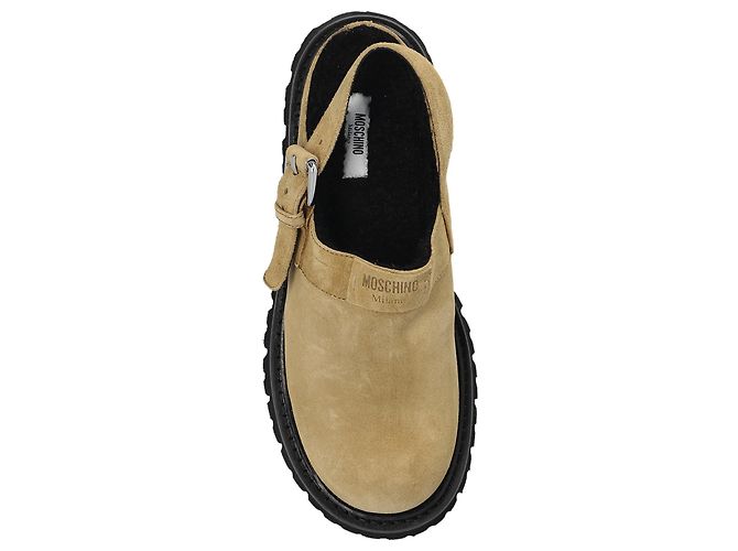 Sandali slingback Moschino in suede beige con plateau - vista 6