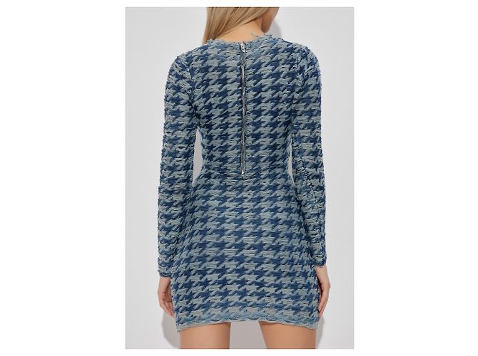 Vestido Diesel M-HALMA de algodón azul pata de gallo - vista 4