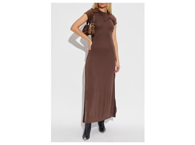 Vestido maxi D-JARY Diesel marrón de algodón - vista 2
