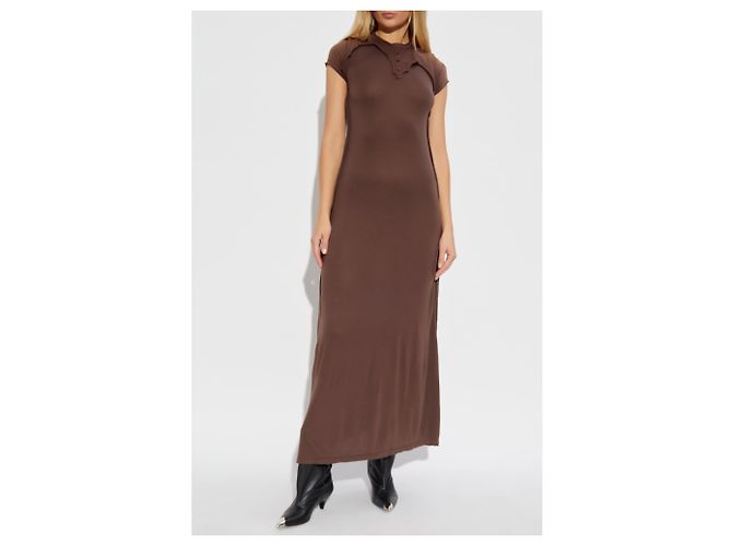 Vestido maxi D-JARY Diesel marrón de algodón - vista 3