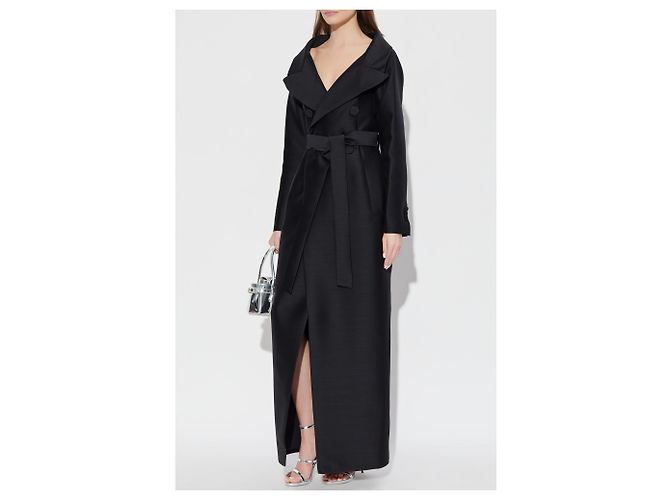 Cappotto lungo nero in lana e seta Dsquared2 - vista 2