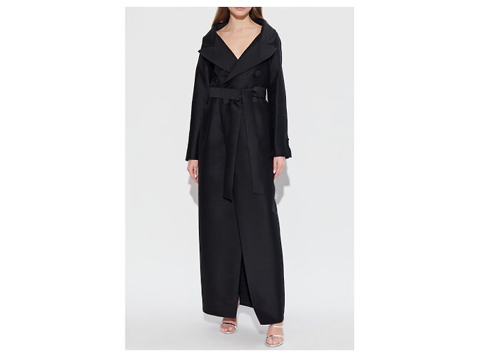 Cappotto lungo nero in lana e seta Dsquared2 - vista 3