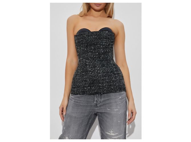 Top corsé T-ORSET Diesel negro de tweed - vista 3
