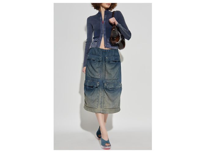 Diesel DE-MEGI-S Lyocell Midi Rock Blau - Ansicht 2