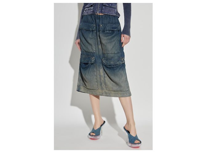 Diesel DE-MEGI-S Lyocell Midi Rock Blau - Ansicht 3