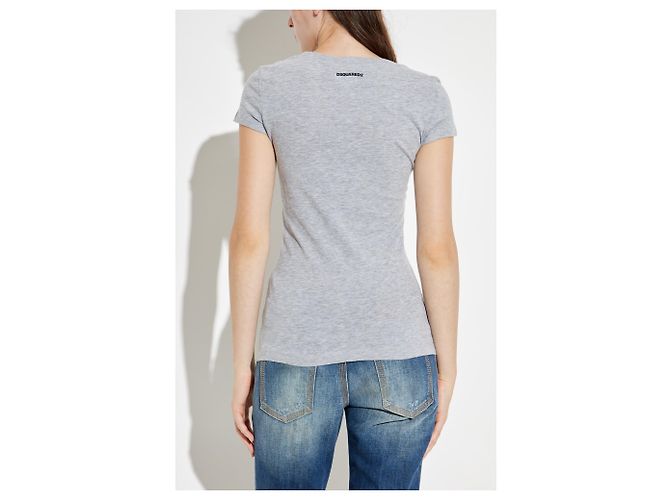 T-shirt Dsquared2 ICONique con logo grigia in cotone - vista 4