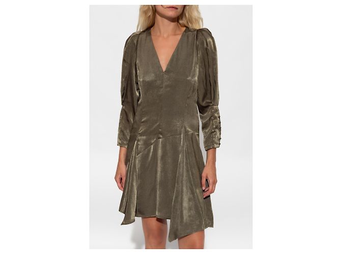 Iro Emerila Kleid in Grün Satin - Ansicht 3