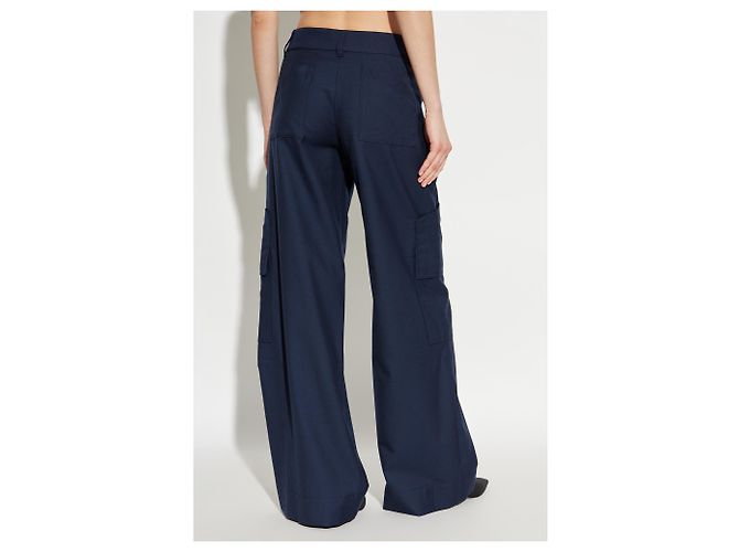 Off White navy blue wool cargo pants - view 4