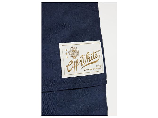 Off White navy blue wool cargo pants - view 5