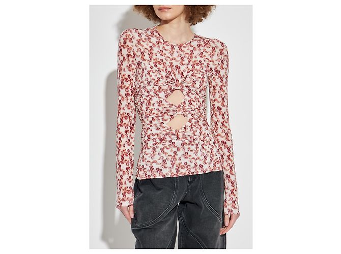 Top Gladice Isabel Marant Rojo con Estampado Floral - vista 3