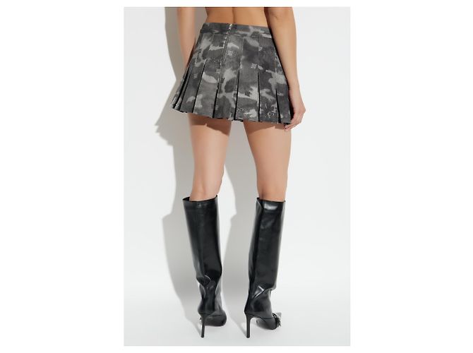 Autre Marque Falda plisada MISBHV de algodón con camuflaje gris - vista 4