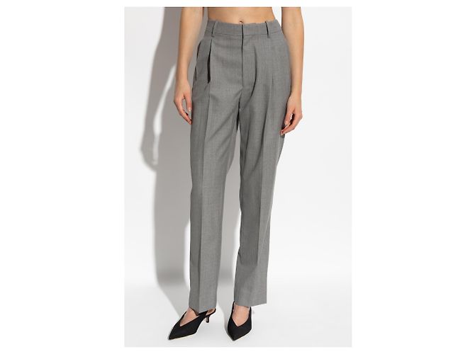 Victoria Beckham Calças de lã com pregas - vista 3