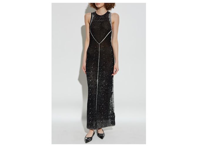 Diesel M-RAB langes Strickkleid aus Rippstrick schwarz - Ansicht 3