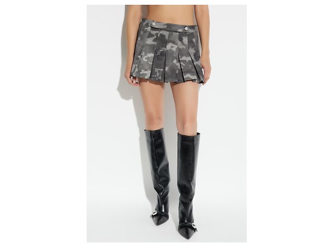 Autre Marque Falda plisada MISBHV de algodón con camuflaje gris - vista 3