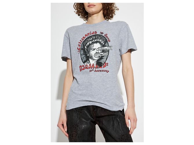 Dsquared2 Logo T-Shirt Grau Baumwolle - Ansicht 3
