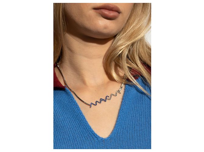 Collana Marni in ottone con pietre blu e argento - vista 2