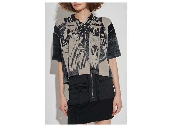 Diesel M-OLIBA-POLO Poloshirt Schwarz Baumwolle Cropped - Ansicht 3