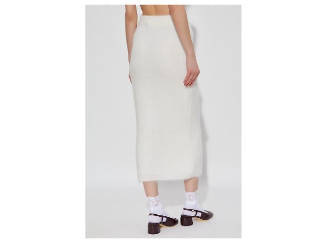 Falda Alessandra Rich de lana y mohair crema - vista 4
