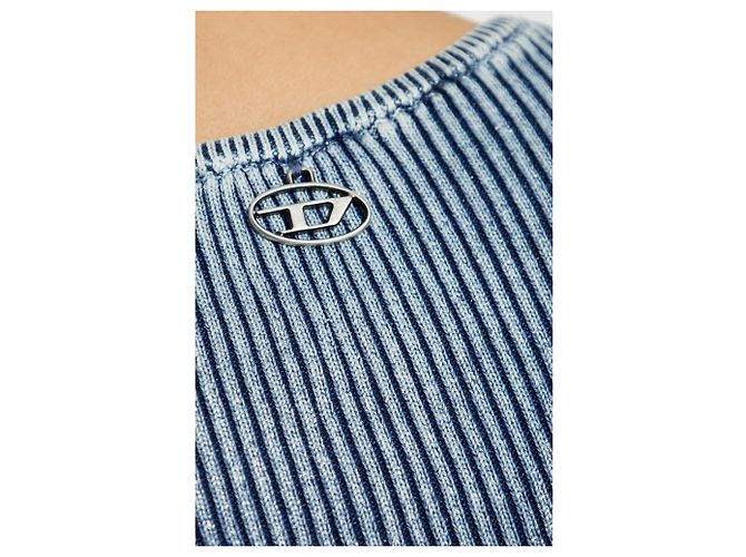 Diesel M-MILONG Kleid aus blauer Baumwolle - Ansicht 5