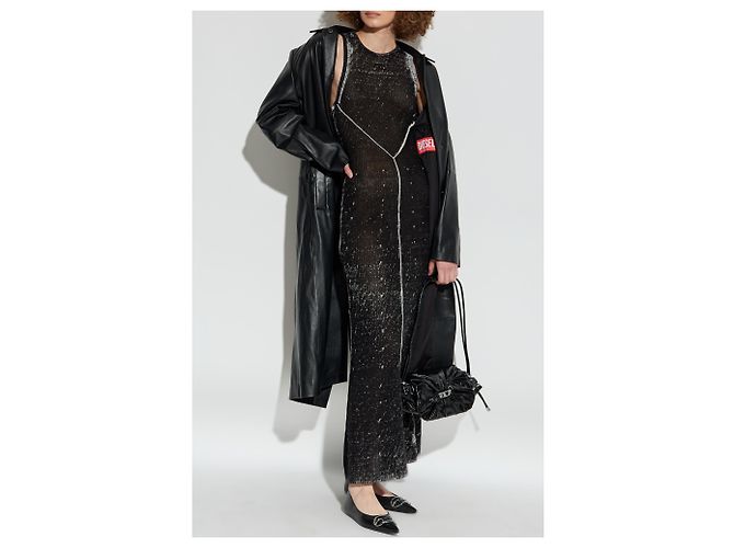 Diesel M-RAB langes Strickkleid aus Rippstrick schwarz - Ansicht 2