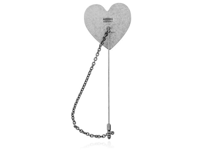 Moschino Herzförmige Kristallbrosche Silber - Ansicht 3