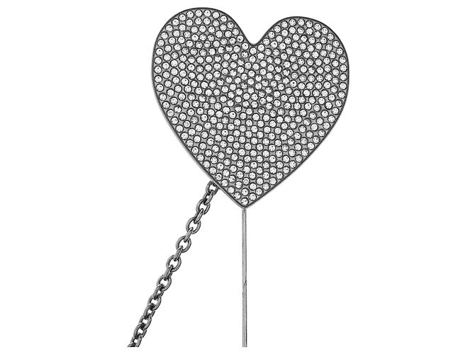 Moschino Herzförmige Kristallbrosche Silber - Ansicht 4
