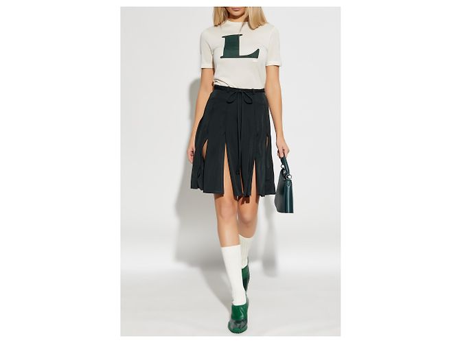 Falda midi acampanada Lacoste Runway verde con aberturas - vista 2