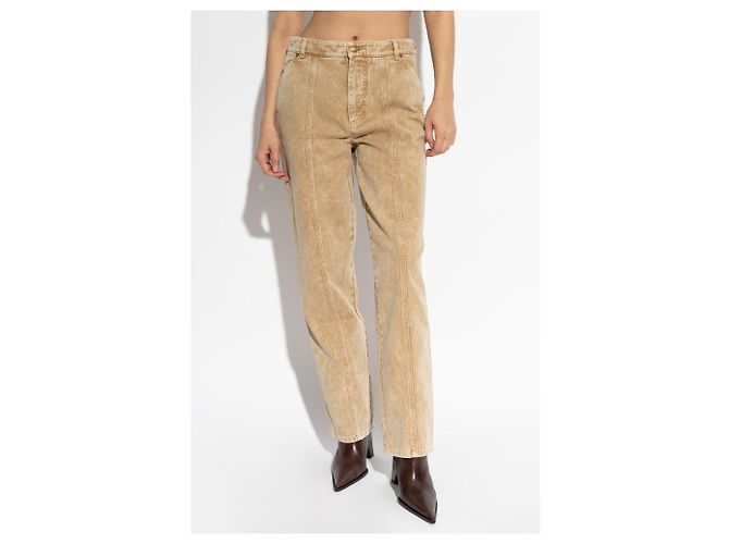 Jean taille haute Moschino beige en denim - vue 3