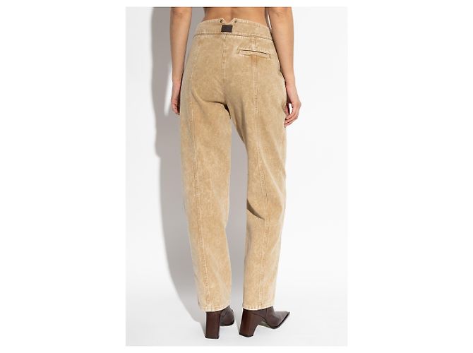 Jean taille haute Moschino beige en denim - vue 4