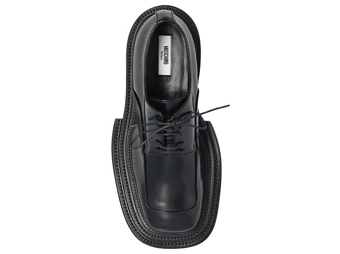 Scarpe derby Moschino in pelle vernice nera - vista 6
